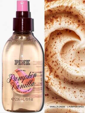 PINK Victoria's Secret Pumpkin Vanilla Hair & Body Mist 8oz NEW